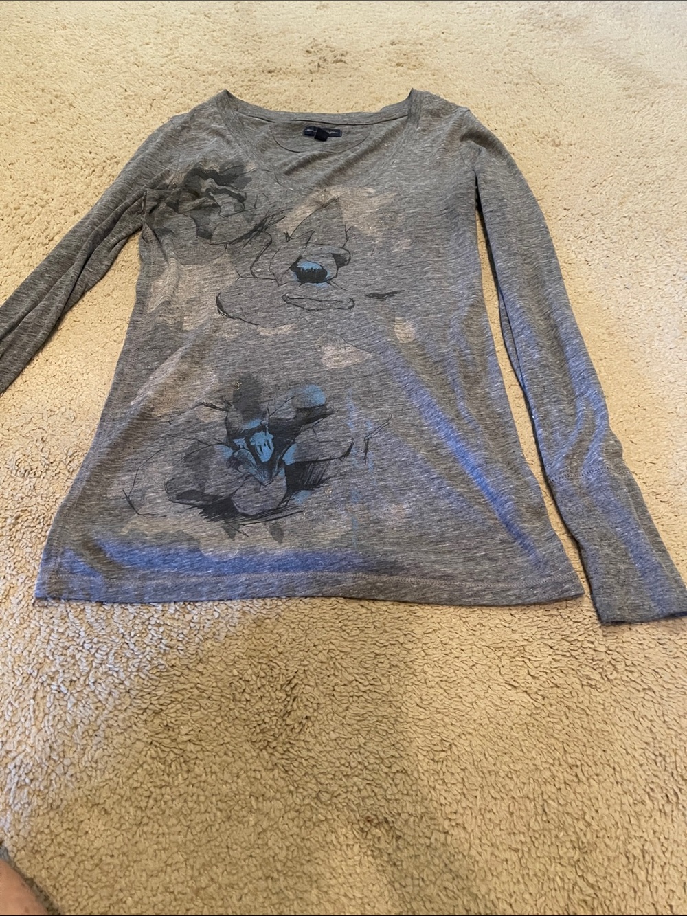 American Eagle Outfitters Gray Crewneck Long Sleeve Tee